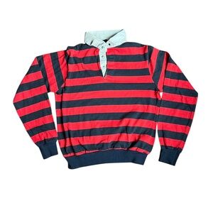 Vintage Kid's Rugby Jersey - Red & Black with white polo collar